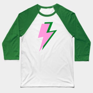 Pink and Green Shadow Double Lightning Bolt Baseball T-Shirt